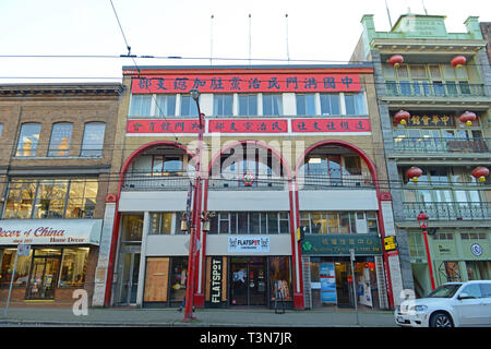 Chinesische Freemansons nationales Hauptquartier von Kanada auf Pender Street zwischen Columbia Street und Main Street in Vancouver, British Columbia, Kanada. Stockfoto