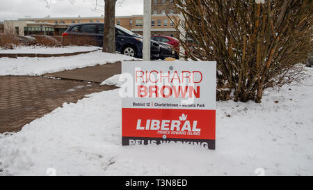 Charlottetown, Prince Edward Island, Kanada: Beschilderung von Richard Brown, Prince Edward Island liberalen Partei für provinzielle Wahl 2019 Stockfoto