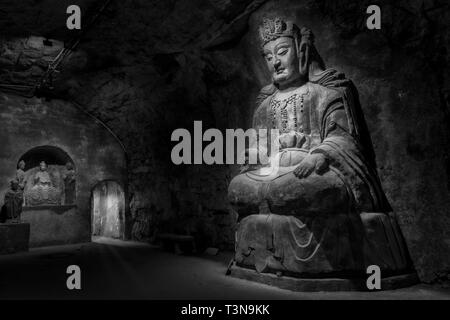 Buddha, tausend Buddha Berg, Berg Qianfo Wanfo Höhle, Jinan, Provinz Shandong, China Stockfoto