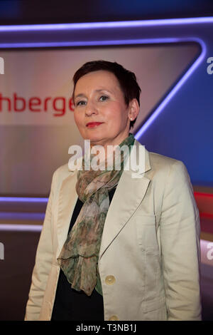 Jacqueline Klaus in der ARD-Talkshow maischberger im WDR-Studio BS 3. Köln, 10.04.2019 Stockfoto