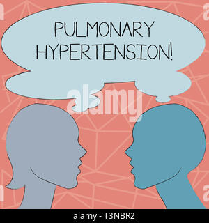 Konzeptionelle Handschrift mit pulmonaler Hypertonie. Konzept bedeutet einen erhöhten Druck in den Lungenkreislauf Silhouette Seitenansicht Profil von Stockfoto