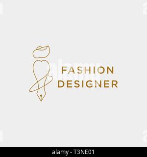 Mode Autor oder Designer in einfachen Linie logo template Vector Illustration icon-Element-Vektor Stock Vektor