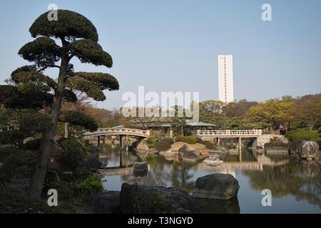 Der japanische Garten in Daisen Park in Sakai City, Osaka, Japan. Stockfoto