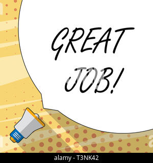 Handschrift Text schreiben tolle Arbeit. Konzeptionelle Foto benutzt jemand Lob für etwas, was Sie gut gemacht haben riesige leere weiße Sprechblase besetzen Stockfoto
