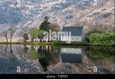 Gougane Barra, Cork, Irland. 11. April, 2019. Eine friedliche Ruhe Morgen im unberührten St. Finbarr Oratorium, das in den 350 Hektar großen Staatswald von Gougane Barra in Cork, Irland befindet. Quelle: David Creedon/Alamy leben Nachrichten Stockfoto