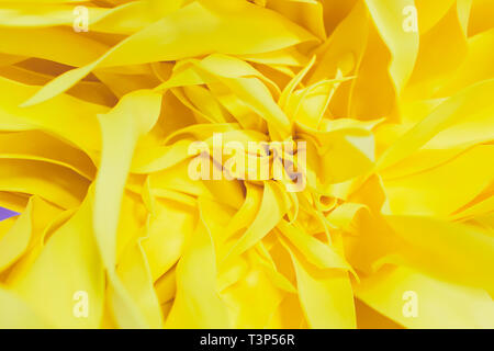 Papier Blumen und Wellpappe auf der Wand Stockfoto