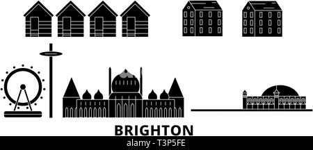 Großbritannien, Brighton Flachbild reisen Skyline. Großbritannien, Brighton schwarz Stadt Vektor-illustration, Symbol, Reisen, Sehenswürdigkeiten, Wahrzeichen. Stock Vektor