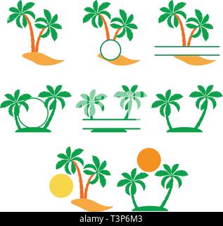 Palm vector Sammlung mit Monogramm. Strand Clipart Kreis. Stock Vektor