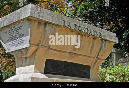 La Fontaine Grab und Friedhof Pere Lachaise, Paris, Frankreich Stockfoto