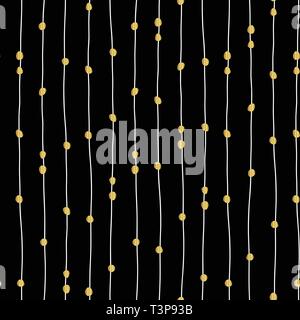 Elegante hand gezogenen Linien und Goldfolie dots nahtlose Vektor Muster. Stock Vektor