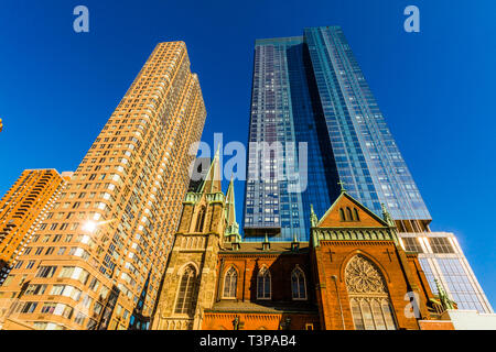 Manhattan Midtown Gebäuden Türme Architektur Details Eine der wichtigsten Sehenswürdigkeiten in New York City, USA Stockfoto