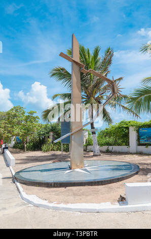 Joao Pessoa - PB, Brasilien - 25. Februar 2019: Denkmal der Rosa dos Ventos (Wind Rose) bei Cabo Branco. Stockfoto