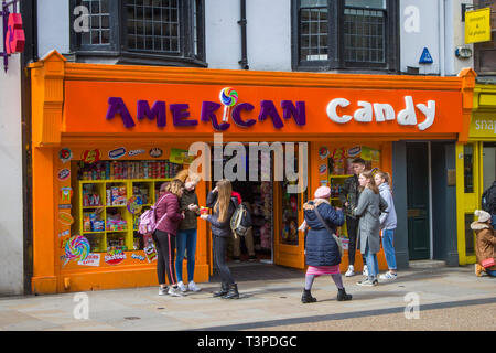 Die Vorderseite der Amercian Candy Store in Oxford. Stockfoto