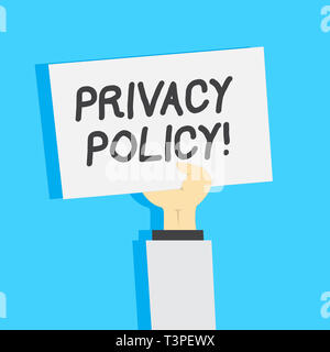 Handschrift Text schreiben Datenschutzerklärung. Konzeptionelle foto Erklärung oder rechtlichen Dokumente, offenbart Möglichkeiten Partei sammelt Clipart von Hand bis Bla Stockfoto