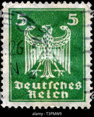 Briefmarken aus dem Deutschen Reich in der dauerserien 7 v-Serie 1924 ausgestellt Stockfoto