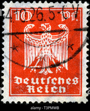 Briefmarken aus dem Deutschen Reich in der dauerserien 7 v-Serie 1924 ausgestellt Stockfoto