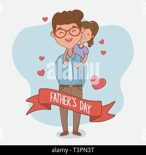 Vater und Tochter zeichen Karte Vector Illustration Design Stock Vektor