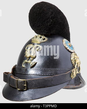 Schutzkleidung, Helme, Bayerische Helm Modell 1861 für die Soldaten der Infanterie, Emblem von König Ludwig II, Additional-Rights - Clearance-Info - Not-Available Stockfoto