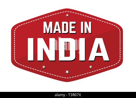 In Indien Aufkleber oder Sticker auf weißem Hintergrund, Vektor, Abbildung Stock Vektor