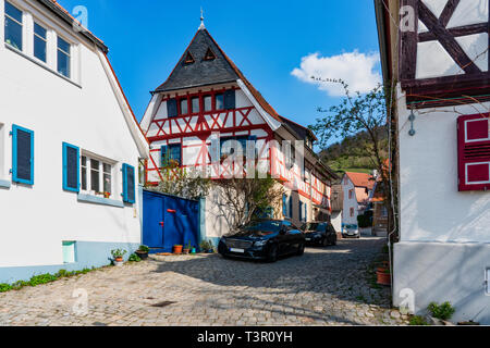 Zwingenberg liegt im Kreis Bergstraße im Süden von Hessen, Deutschland und ist die älteste Stadt an der Hessischen Bergstraße. Stockfoto