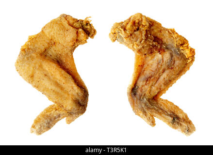 Original Rezept Fried Chicken Wings, auf weißem Hintergrund. Stockfoto