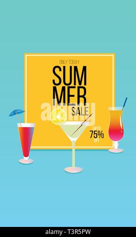 Sommer vektor Banner Design mit Text und farbigen Hintergrund. Stock Vektor