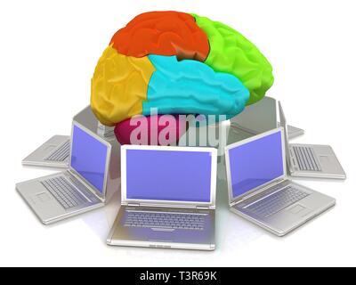 Computer zentrale Gehirn verbunden. 3D-Rendering Stockfoto