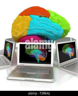 Computer zentrale Gehirn verbunden. 3D-Rendering Stockfoto