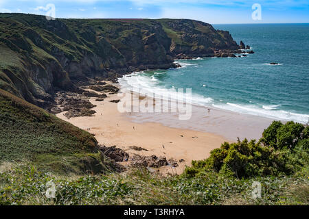 Sommertag am Strand Plemont, Jersey, Channel Islands Stockfoto