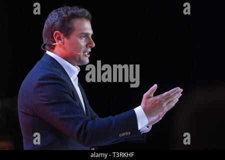 Leiter der spanischen Bürgerinnen und Bürger Partei, Albert Rivera, während ein Akt, in dem er als Kandidat der Partei für die Wahlen in Madrid, Spanien, 10. März 2019 gewählt wurde. Der spanische Premierminister, Pedro Sanchez, genannt für vorgezogene Wahlen vom 15. Februar 2019, als die Regierung nicht genügend Unterstützung de 2019 Budget im unteren Haus zu führen. Spanien hält den allgemeinen Wahlen am 28. April 2019 Mit: Albert Rivera Wo: Madrid, Gemeinschaft von Madrid, Spanien Wann: 10 Mar 2019 Credit: Oscar Gonzalez/WENN.com Stockfoto