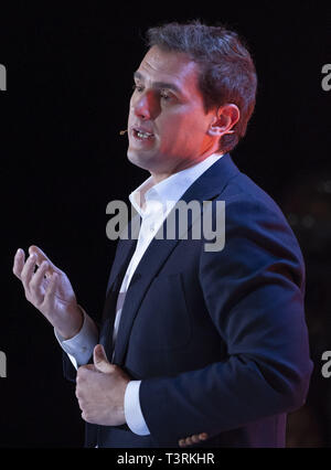 Leiter der spanischen Bürgerinnen und Bürger Partei, Albert Rivera, während ein Akt, in dem er als Kandidat der Partei für die Wahlen in Madrid, Spanien, 10. März 2019 gewählt wurde. Der spanische Premierminister, Pedro Sanchez, genannt für vorgezogene Wahlen vom 15. Februar 2019, als die Regierung nicht genügend Unterstützung de 2019 Budget im unteren Haus zu führen. Spanien hält den allgemeinen Wahlen am 28. April 2019 Mit: Albert Rivera Wo: Madrid, Gemeinschaft von Madrid, Spanien Wann: 10 Mar 2019 Credit: Oscar Gonzalez/WENN.com Stockfoto