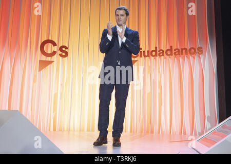 Leiter der spanischen Bürgerinnen und Bürger Partei, Albert Rivera, während ein Akt, in dem er als Kandidat der Partei für die Wahlen in Madrid, Spanien, 10. März 2019 gewählt wurde. Der spanische Premierminister, Pedro Sanchez, genannt für vorgezogene Wahlen vom 15. Februar 2019, als die Regierung nicht genügend Unterstützung de 2019 Budget im unteren Haus zu führen. Spanien hält den allgemeinen Wahlen am 28. April 2019 Mit: Albert Rivera Wo: Madrid, Gemeinschaft von Madrid, Spanien Wann: 10 Mar 2019 Credit: Oscar Gonzalez/WENN.com Stockfoto