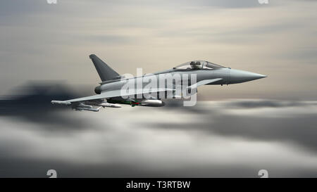 Fighter JTS-modernen bewaffneten militärischen Kampfjet fliegen in den Himmel Stockfoto