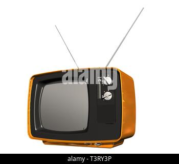 Retro alte TV-Empfänger isoliert auf weißem Stockfoto