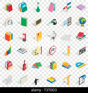 Bildung Icons Set, isometrische Stil Stock Vektor