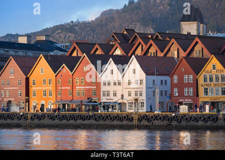 Bunte Kaufleute Häuser Bryggen in Bergen Norwegen Stockfoto