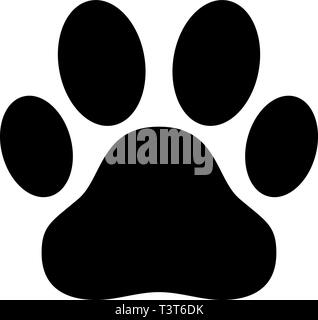 Black Dog paw print Silhouette isoliert Vector Illustration Stock Vektor