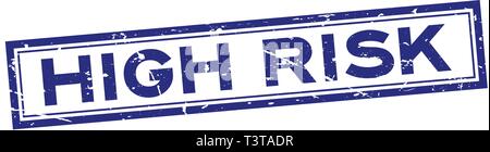 Grunge blau hohes Risiko Wort square Gummidichtung Stempel auf weißem Hintergrund Stock Vektor