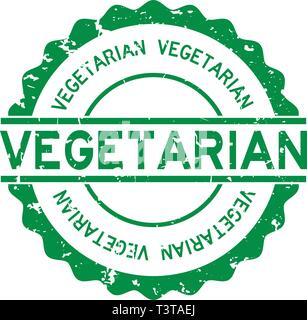 Grunge grün Vegetarische Wort runde Gummidichtung Stempel auf weißem Hintergrund Stock Vektor