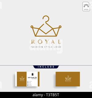Royal King Art und Weise einfache Linie logo Vorlage in Gold Color Vector Illustration icon-Element Stock Vektor