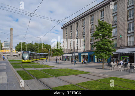 Brest, Straßenbahn, Rue de Siam Stockfoto