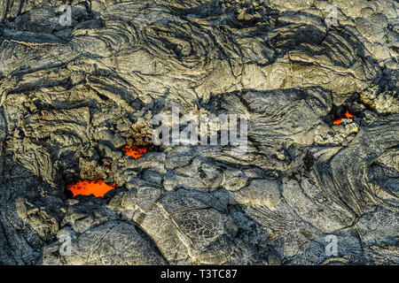 In der Nähe von glühenden Lava Lava getrocknet Stockfoto