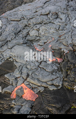 In der Nähe von glühenden Lava Lava getrocknet Stockfoto