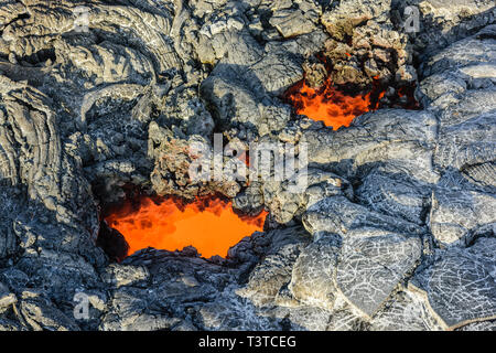 In der Nähe von glühenden Lava Lava getrocknet Stockfoto