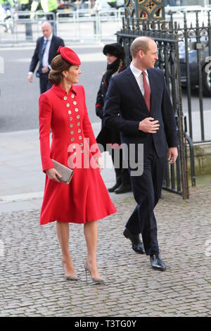 Die Königin, die durch andere Mitglieder der Königlichen Familie begleitet, besucht die Commonwealth Tag Service von Westminster Abbey. Mit: Katharina, Herzogin von Cambridge, Kate Middleton und Prinz William, Herzog von Cambridge, Wo: London, Vereinigtes Königreich, wenn: 11 Mar 2019 Credit: John rainford/WANN Stockfoto