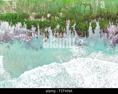 Laomei grüne Riff Luftaufnahme - Taiwan North Coast saisonale Merkmale, Shimen District, Taipei, Taiwan Schuß Stockfoto