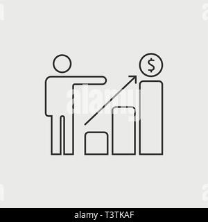 Wachsende Unternehmen runing man Graph Icon. Vector Illustration. Flache Bauform Stock Vektor