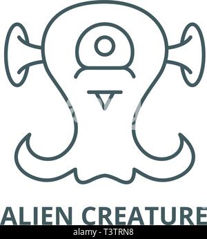Außerirdische Kreatur Symbol Leitung, Vektor. Außerirdische Kreatur Umrisse Zeichen, Symbol, Abbildung Stock Vektor