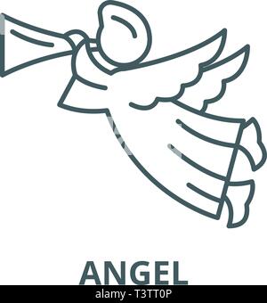 Engel Line Symbol, Vektor. Engel Umrisse Zeichen, Symbol, Abbildung Stock Vektor