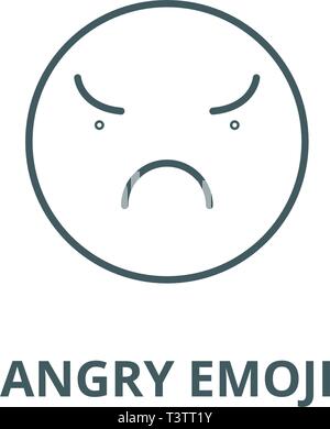 Wütend emoji Symbol Leitung, Vektor. Wütend emoji Umrisse Zeichen, Symbol, Abbildung Stock Vektor